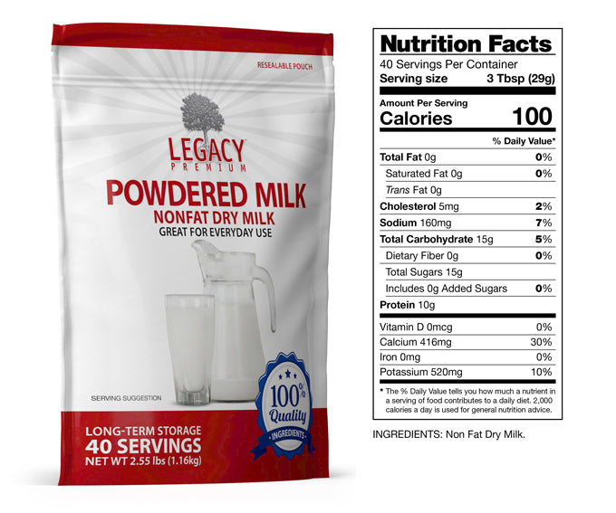 Powdered Whole Milk - 5 lb Bulk Size - Dry Milk Powder - Dried for Emergency L