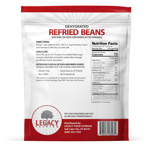 Legacy Emergency Dehydrated Refried Beans | Food Supply– Legacy Food ...