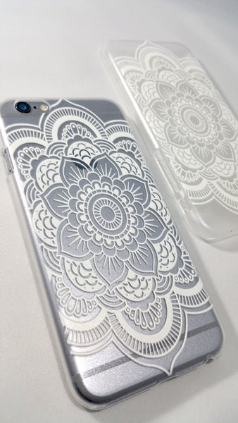 White Henna Mandala Case for iPhone and Samsung Sharbathi