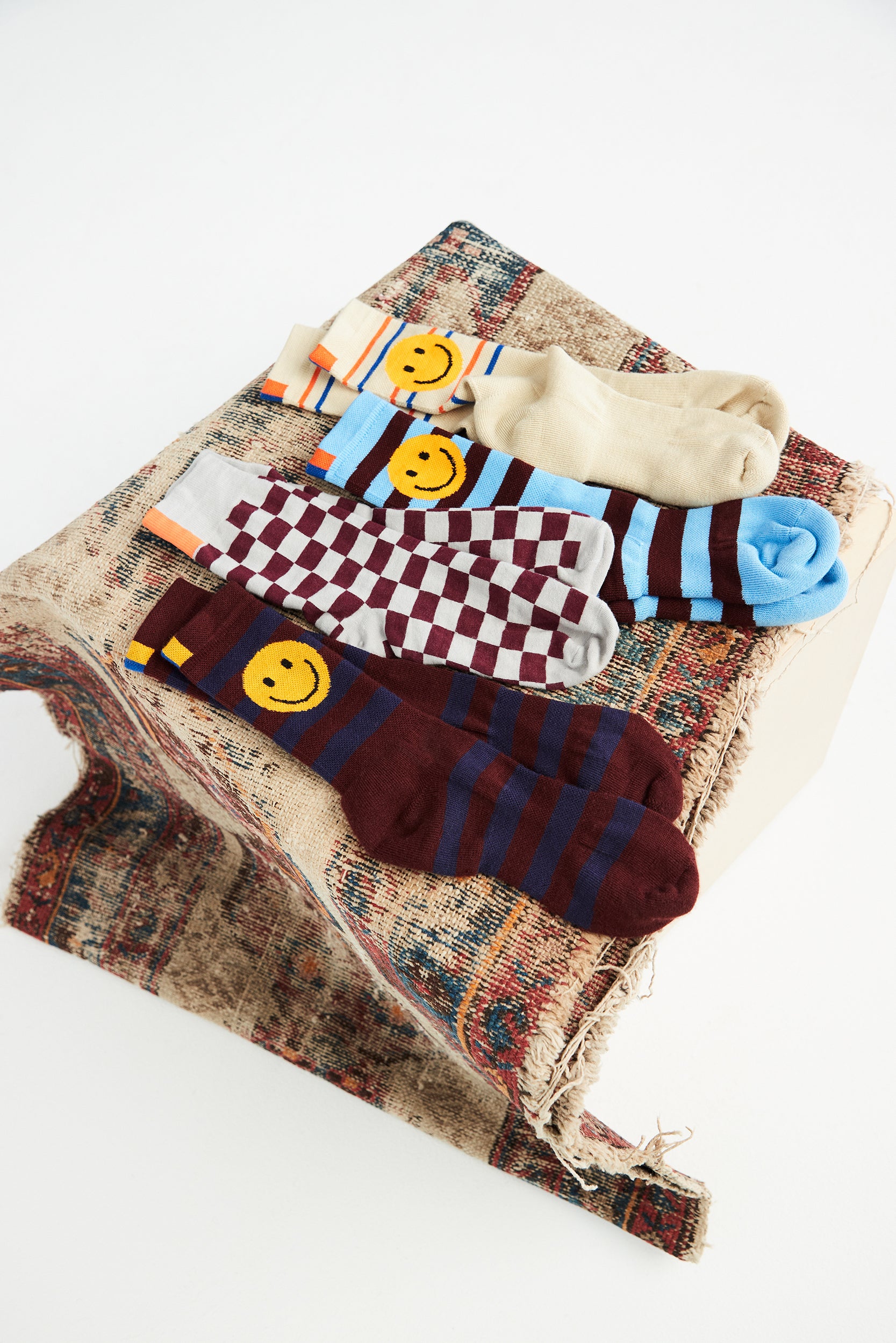 The Men's Rugby Smile Sock - Light Blue/Wine