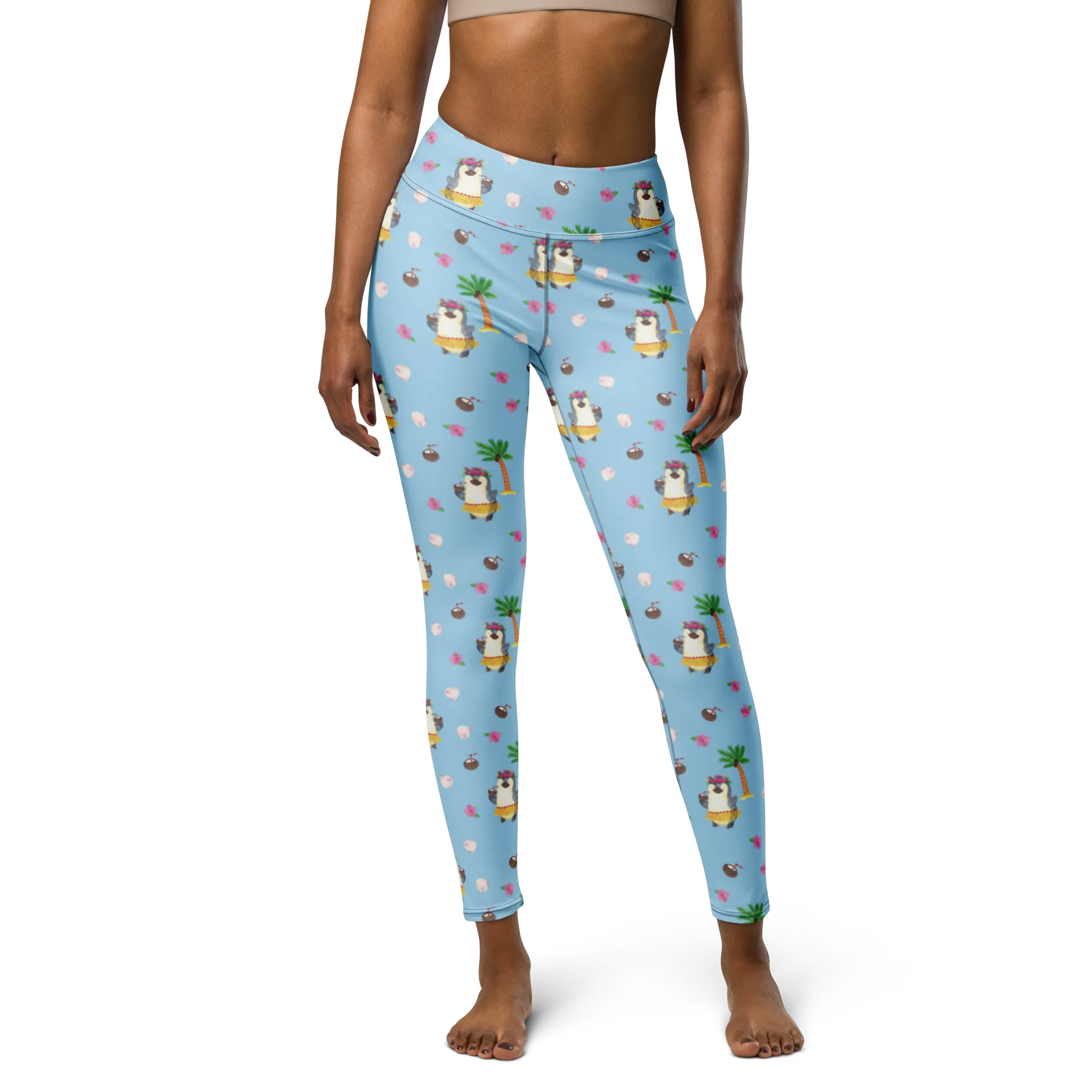 Yogahose Pinguin Kokosnuss  - Geschenk Seamless Yogaleggings Ferien Aloha