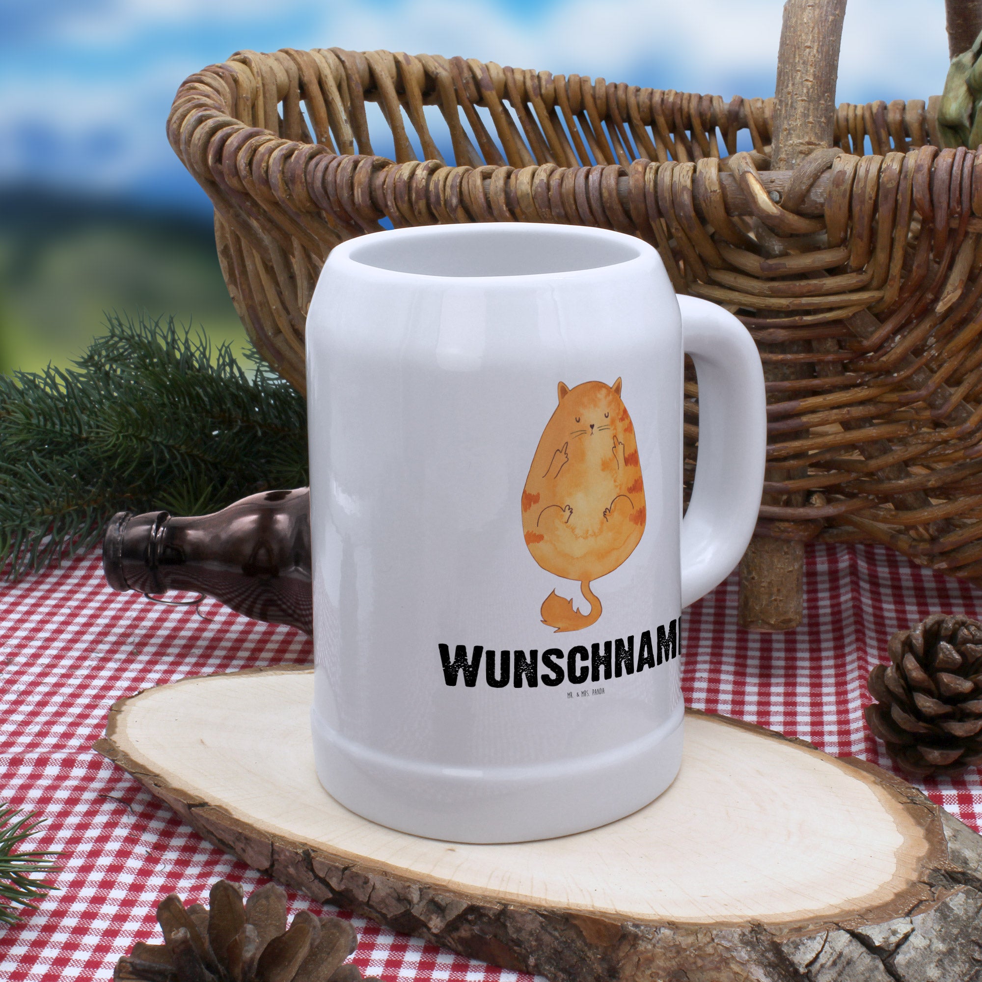 Personalisierter Bierkrug Katze Frühaufsteher - Personalisierte Geschenke Tiger