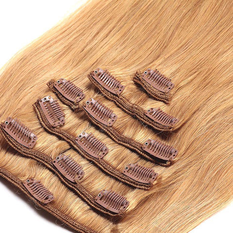 Clip In Hair Extensions 100 Remy Hair Straight 27 Honey Blonde Hair Factory Shop Uk