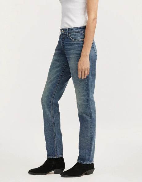 Girlfriend style jeans in a mid blue wash