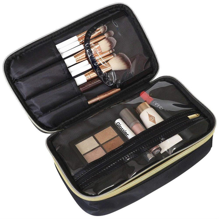 makeup bag with brush compartment