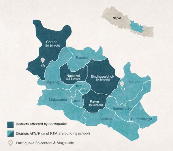 Where the schools are being built in Nepal
