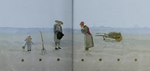 Recreación de Mitsumasa Anno del cuadro de Millet El Ángelus