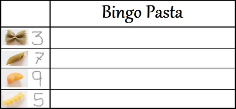 Jugar al bingo con pasta de colores. Matemáticas recreativas para el jardín de infancia.