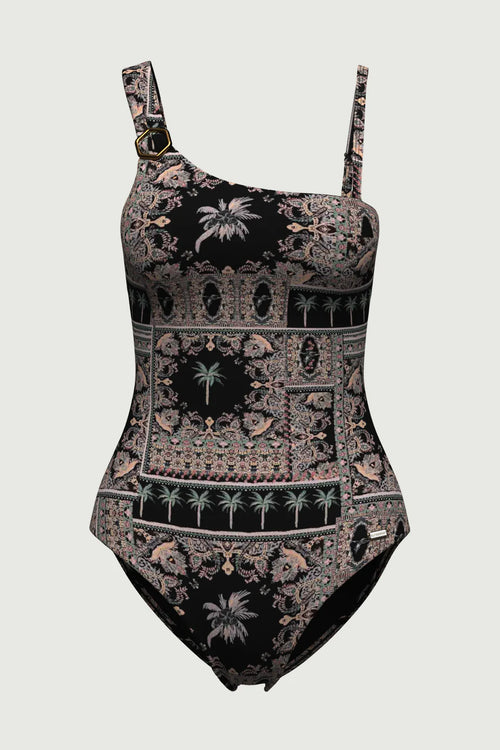 Desert Palm B/C Asymmetric One Piece - Black