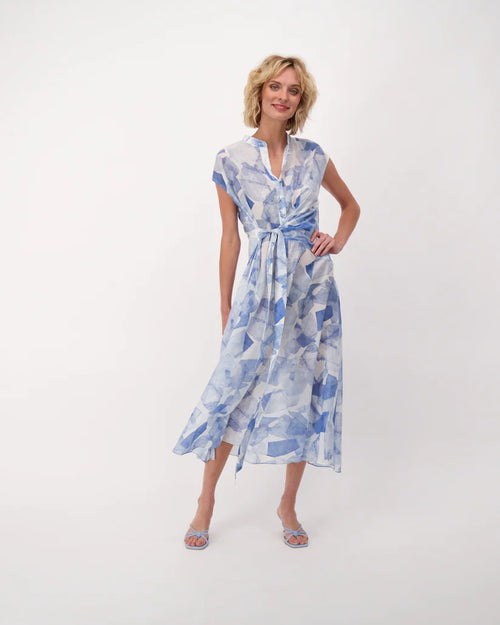 Front Tie Water Print Dress