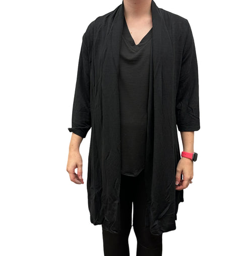 Papa Fashions Open Front Cardigan - Black