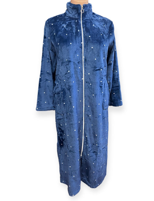 Claudel Zip Front Polka Dot Robe