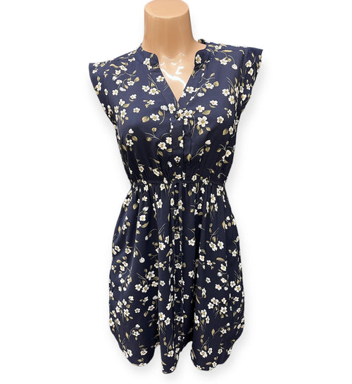 Enkay Floral Dress - Navy