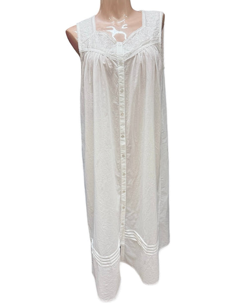 Papa Sleeveless Button Front Cotton Nightgown