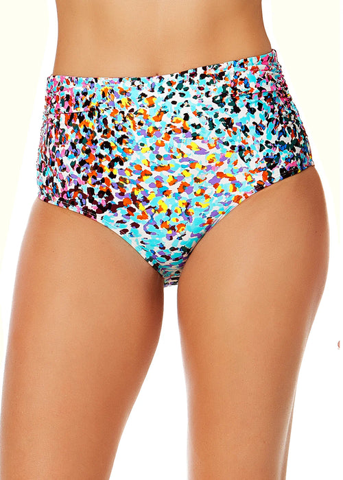 Sunset Dot Convertible Shirred Hi-Low Swim Bottom