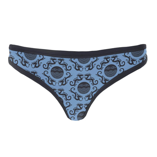 Women's Print Classic Thong - Dream Blue Four Dragons