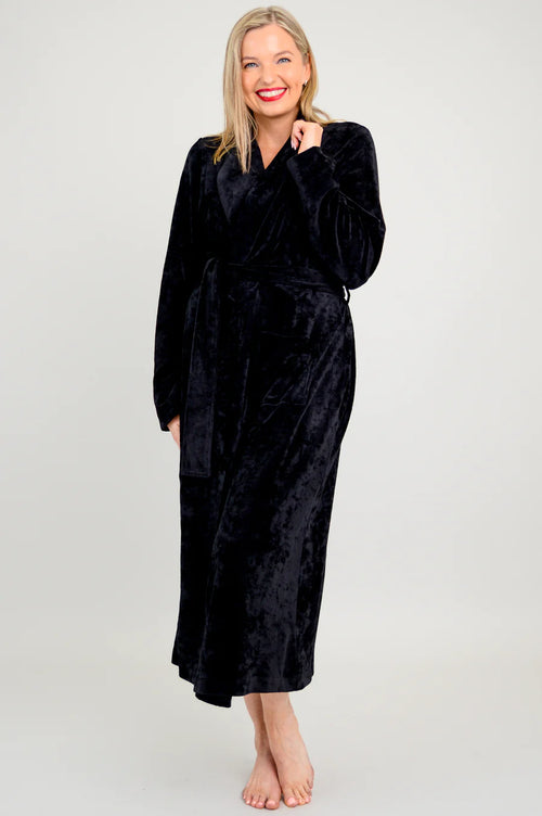 Bamboo Velvet Robe - Black