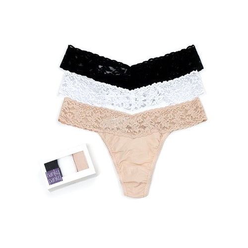 3 Pack Organic Cotton Thongs with Lace