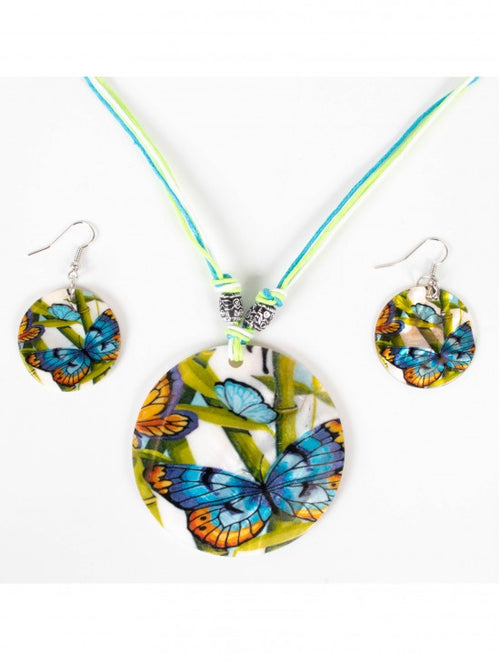 Fashion Print Necklace and Earrings Set