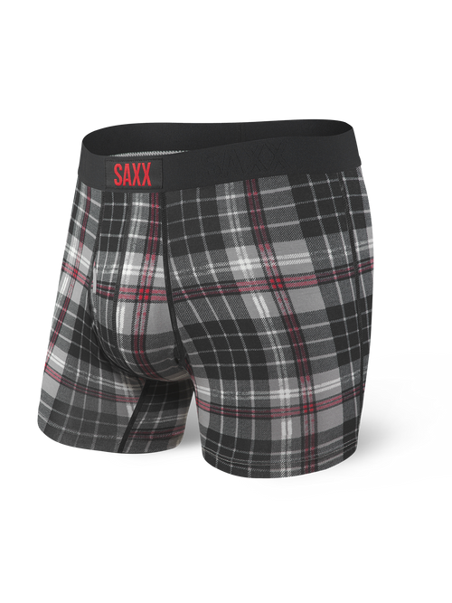 Saxx Ultra Boxer - Grey Tartan - Size Small