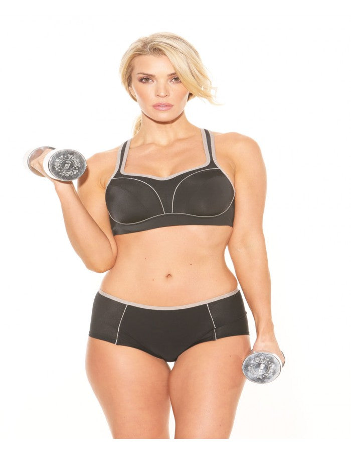 Pauline Sports Bra - Black/Silver – Sheer Essentials Lingerie