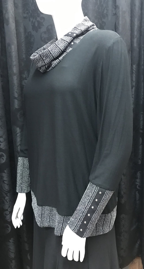 "Final Sale" Silver Cowl Neck Tunic - Size 1 X