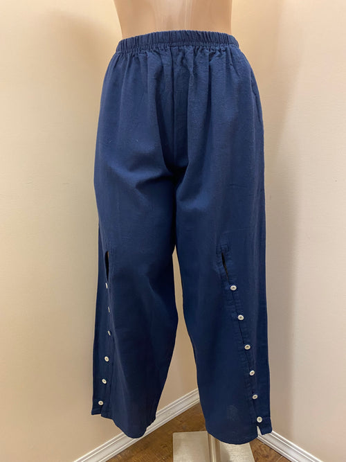 Cotton Gauze Seven Button Pants