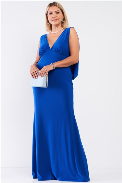 Draped Back V-Neck Sleeveless Maxi Dress