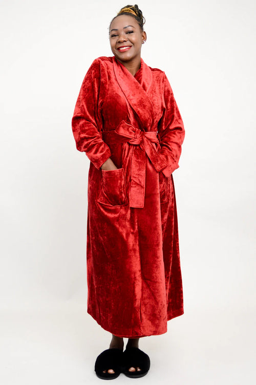 Bamboo Velvet Robe - Burgundy