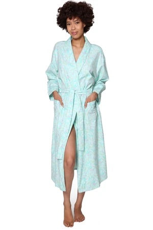 Flannel Floral Robe - Aqua – Sheer Essentials Lingerie & Swimwear