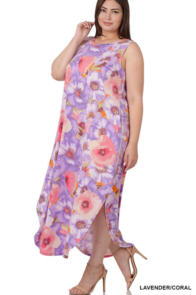 Printed Sleeveless Round Neck Maxi Dress