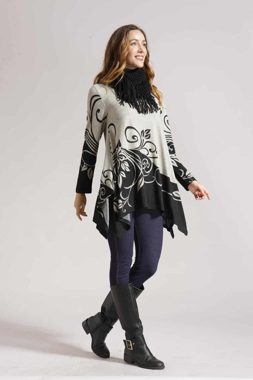 Paisley Contrast Pattern A-Line Tunic