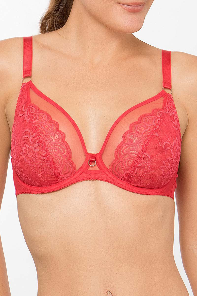 Antinéa Fashion Guipure 3 Part Full Cup Bra in Rouge FINAL SALE