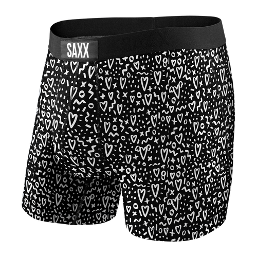 Saxx Vibe Boxer - Black Love Doodles - Size X-Small