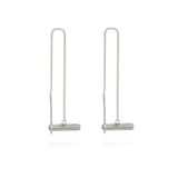 Mini Silver T-Bar Threader Earrings