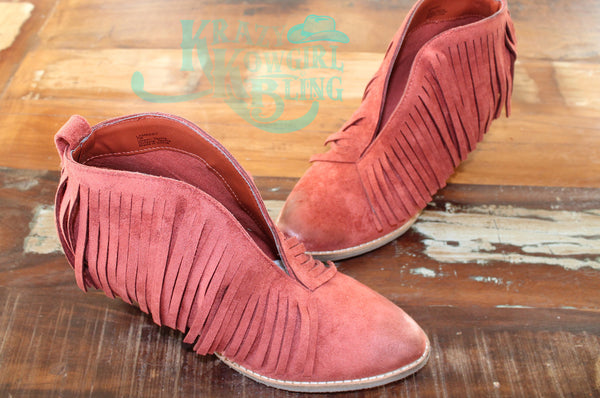 pink fringe booties