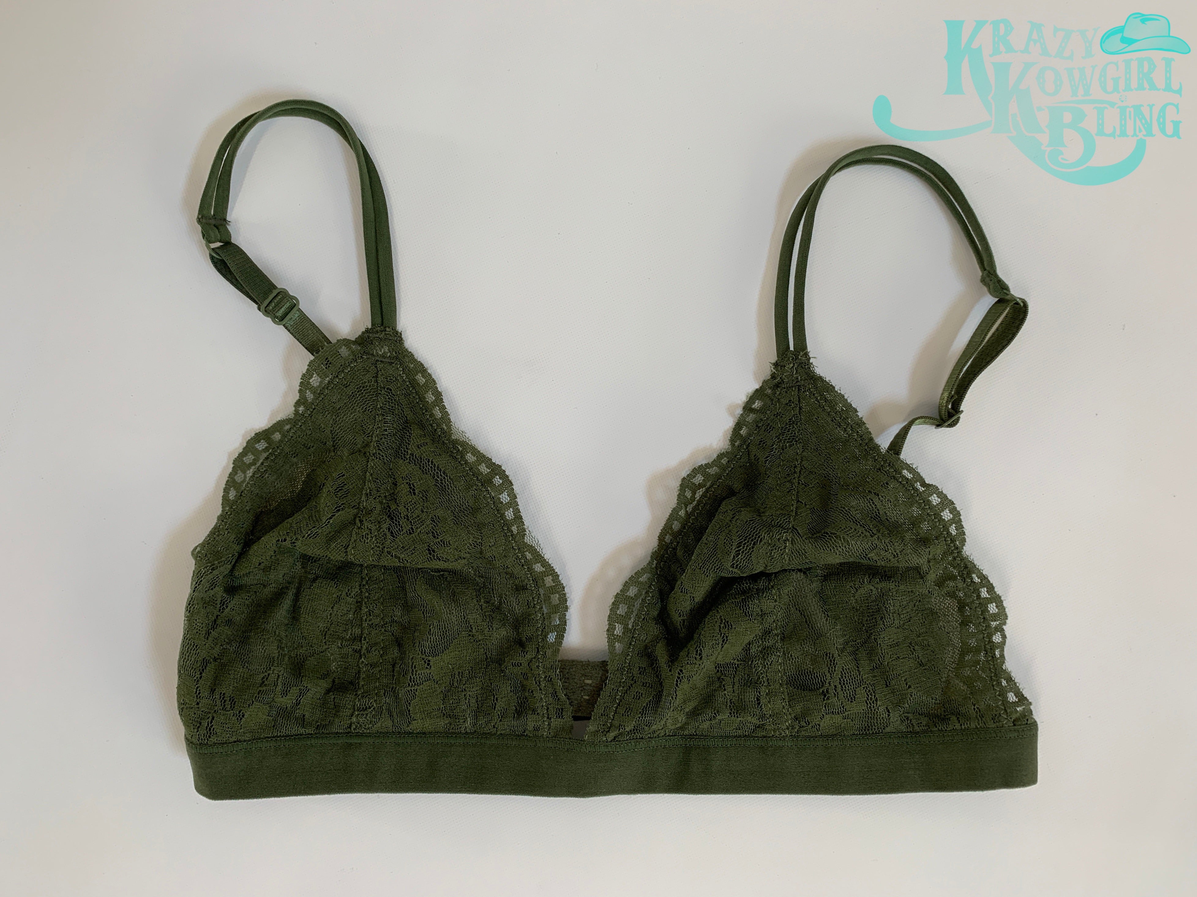 Branded Olive Lace Bra