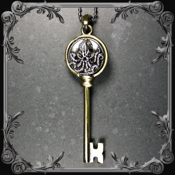 Cthulhu Key Pendant - Antique Brass Finish – The Black Broom