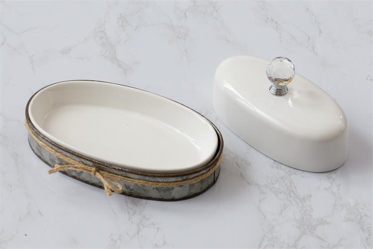 Butter Dish With Galvanized Caddy