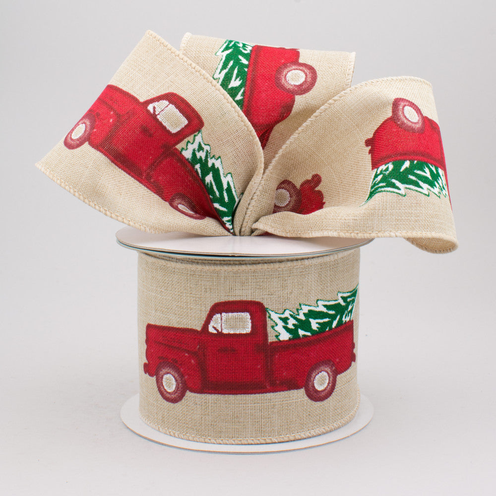 Red Truck with Christmas Tree Ribbon - 10 yards – Blueberry Lane Shop