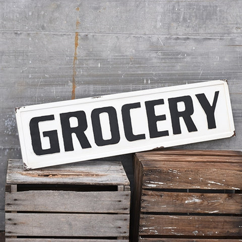 Distressed Pressed Tin GROCERY Sign 36"