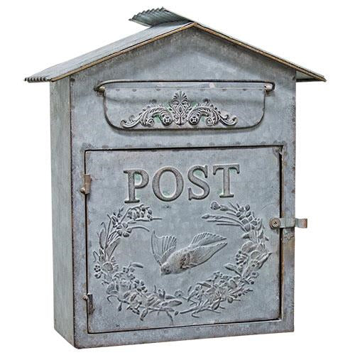 Tin Birdhouse Post Box