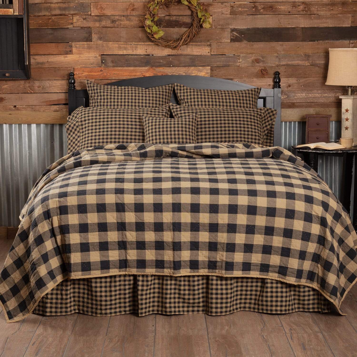 Black Check Twin Quilt Coverlet 68wx86l The Village Country Store