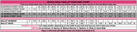Bloch Ballet Flats Size Chart