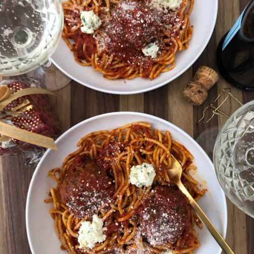 Sfoglini Spaghetti with Meatballs and Garlicky Ricotta