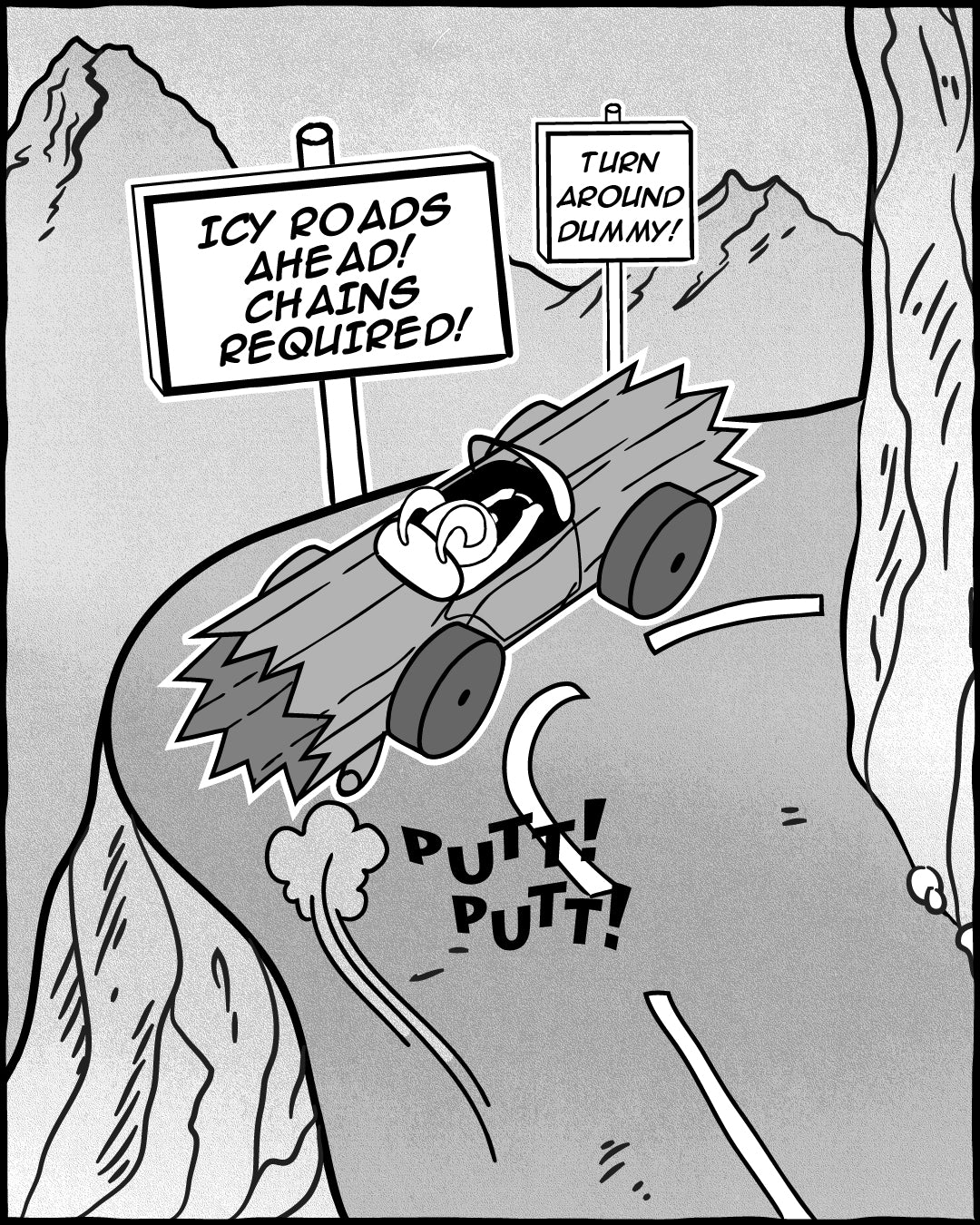 Mountain Road - No Chains, Snow Problem, The Adventures Of Lambert Comic Series | TRVRS Outdoors