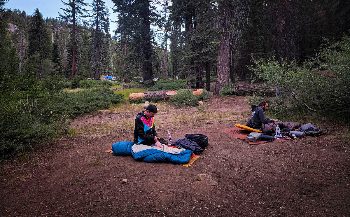 Two men packing up at Stony Camp, Sequoia National Forest | TRVRS Outdoors