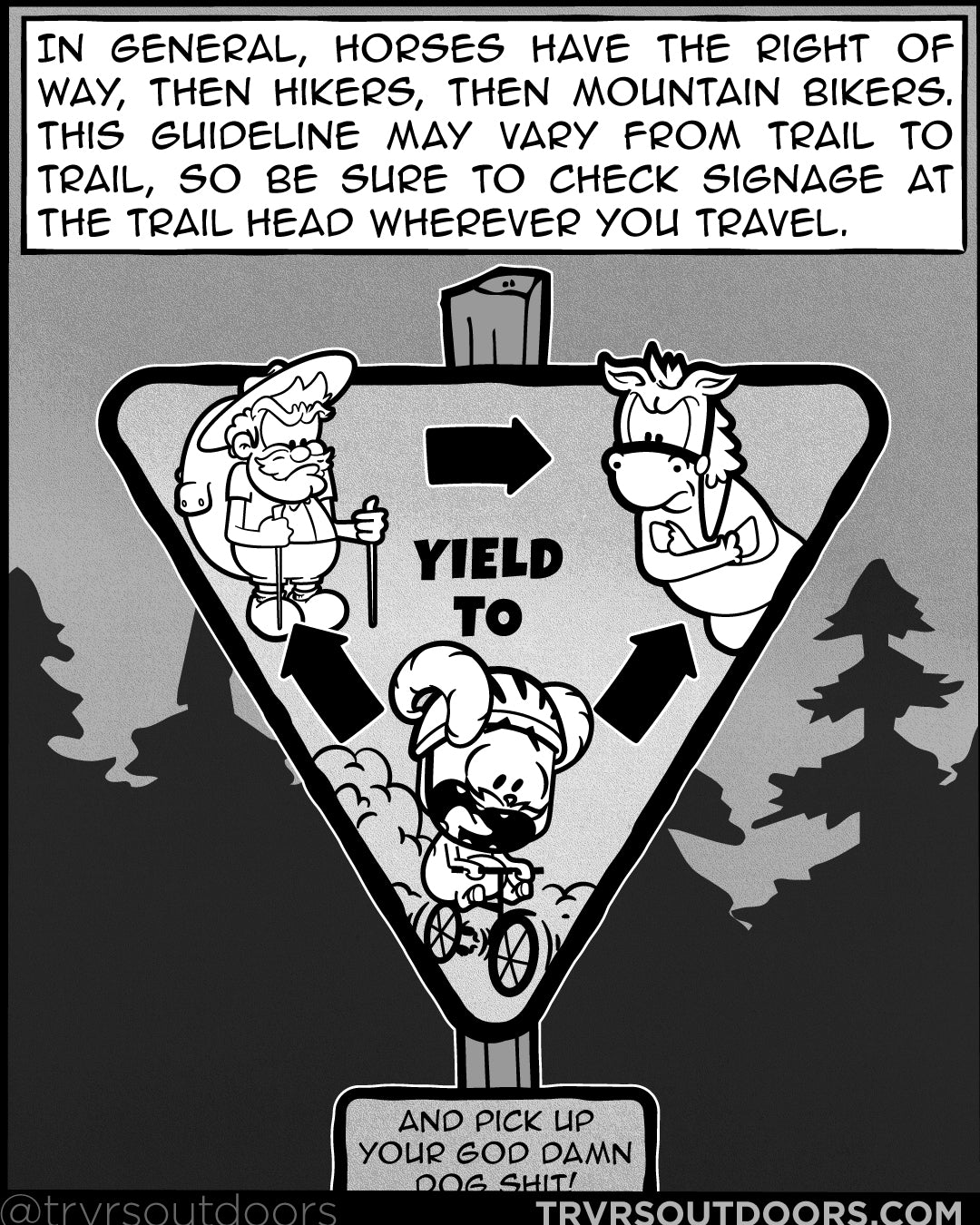 Yield To Hiking Sign - The Right Of Way, The Adventures Of Lambert Comic Series | TRVRS Outdoors