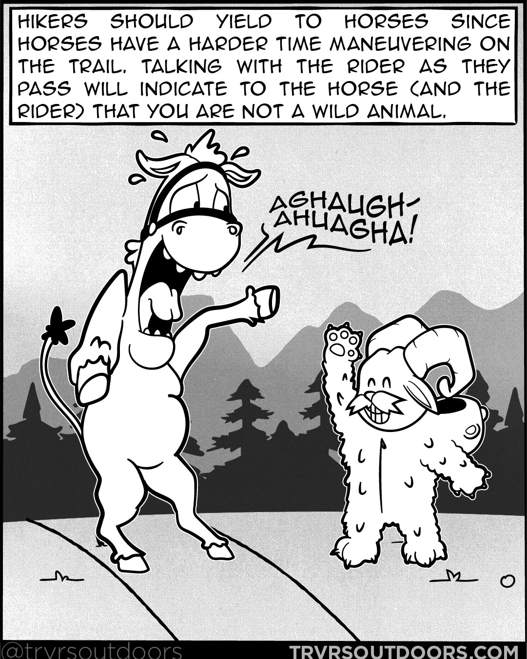 All Trail Users Must Yield To Horses (and other animals) - The Right (Of) Way featuring Lambert, The Adventures Of Lambert Comic Series | TRVRS Outdoors