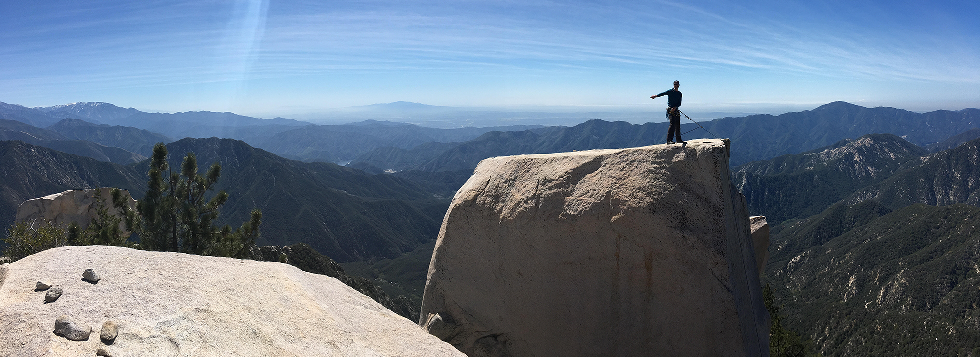 Ben Broer Standing Atop Middle Block Triplet Rocks San Gabriel Mountains | TRVRS APPAREL